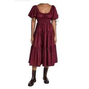 en saison gianna midi dress En Saison Gianna Floral Print Cotton Ruffle Maxi Dress Medium Ivory/brown